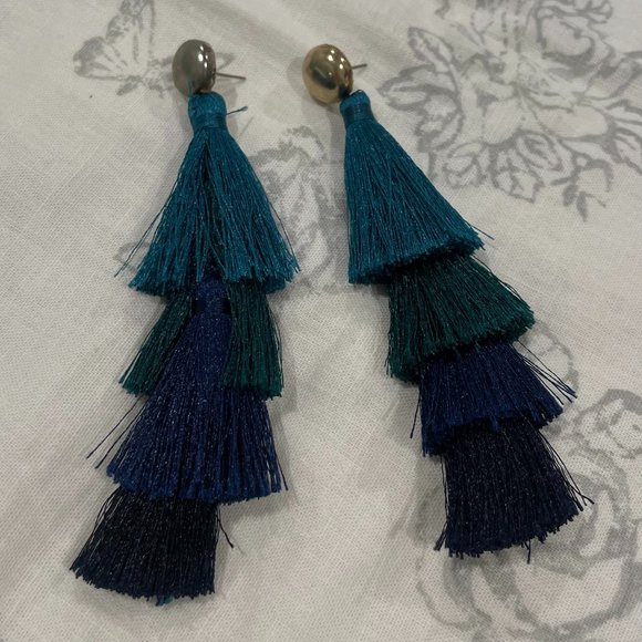 Blue Tassel Earrings - Picture 1 of 2